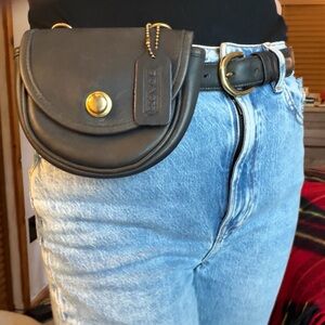 Coach vintage navy mini belt bag with belt